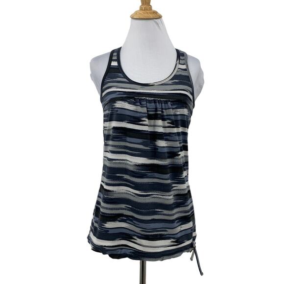 Athleta Tinker Tank Top S Small Airbrush Striped Built in Bra Racerback Side Tie - Picture 1 of 13
